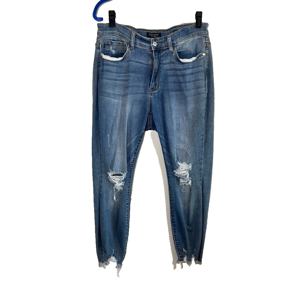 Judy Blue Skinny Fit Denim Jeans 14W Distressed Western Cowgirl Classic Retro